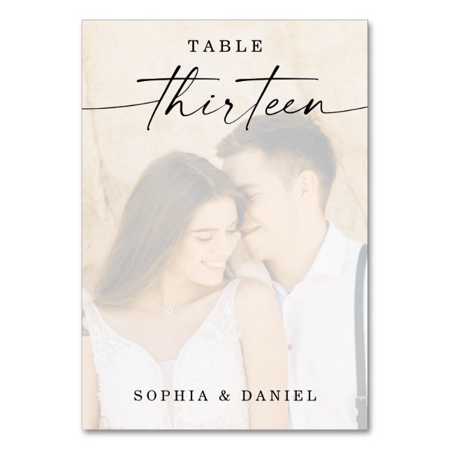 Table Élégant Script Photo Mariage Numéro de tableau Tre (Par défaut)
