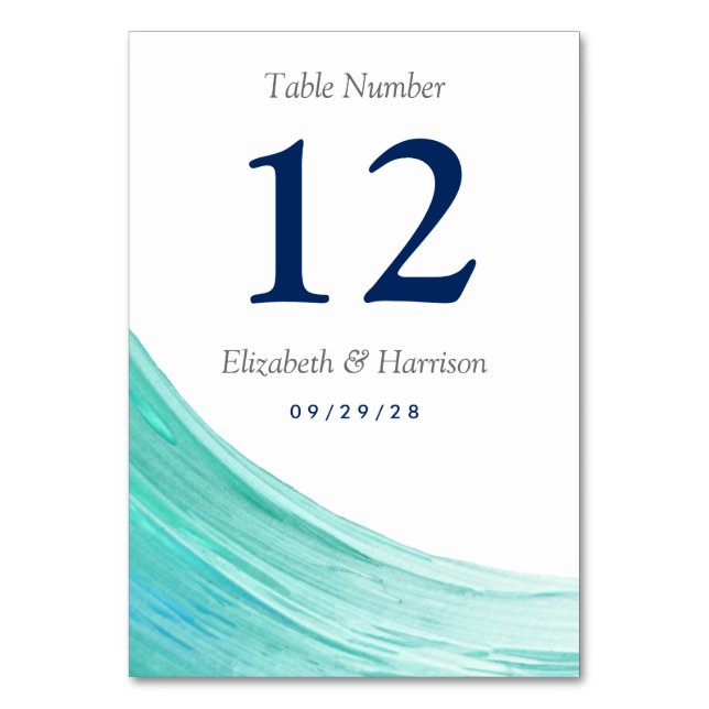 Table Elégant Turquoise Tides Beach Wedding Numéro de ta (Par défaut)
