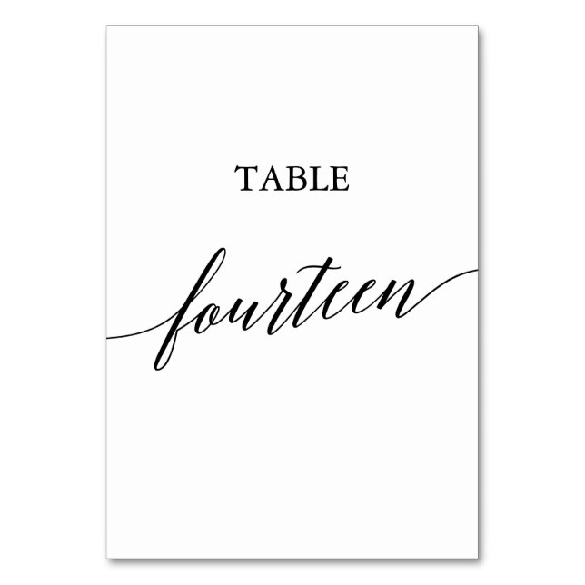 Table Élégante calligraphie noire Numéro de tableau Quat (Par défaut)