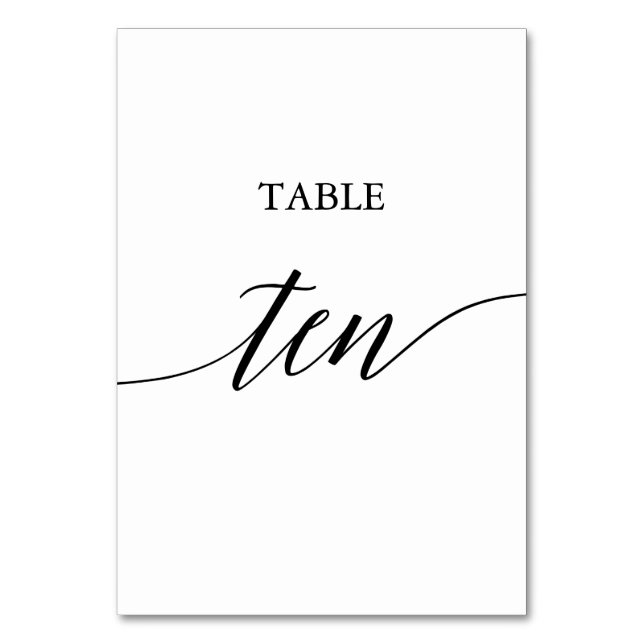 Table Élégante calligraphie noire Tableau Dix Numéro de  (Par défaut)