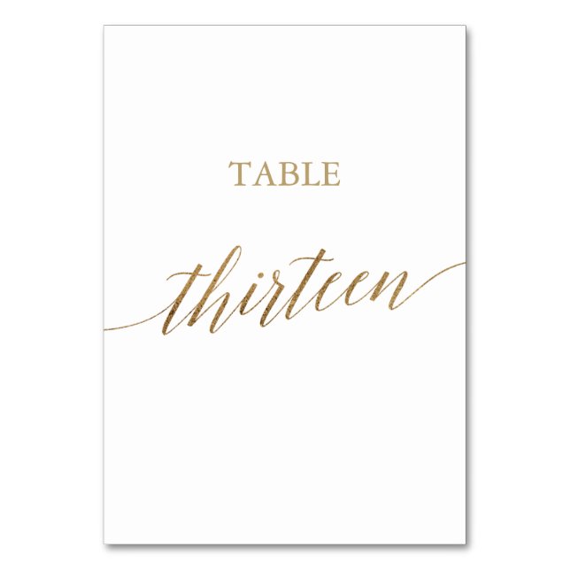 Table Élégante calligraphie Or Numéro de tableau Treize (Par défaut)