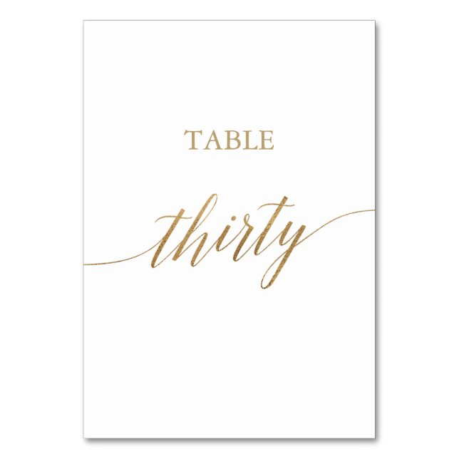 Table Élégante calligraphie Or Numéro de tableau Trente (Par défaut)