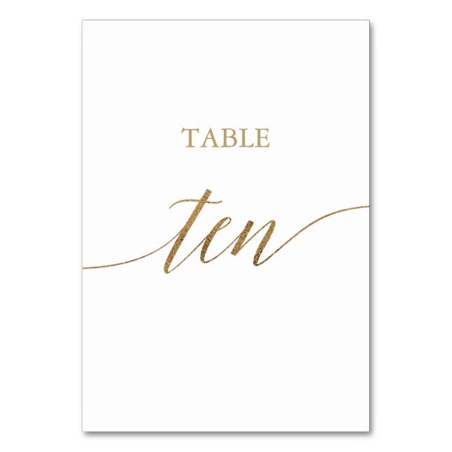 Table Élégante calligraphie Or Tableau Dix Numéro de tab (Par défaut)