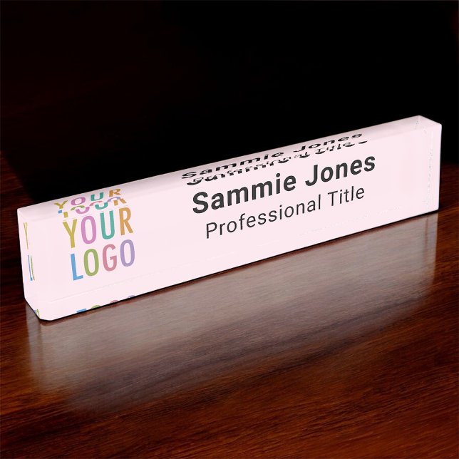 Table et bureau en acrylique rose Plaque Logo d'en (MISOOK Pink Acrylic Name Plate with Logo and Job Title)