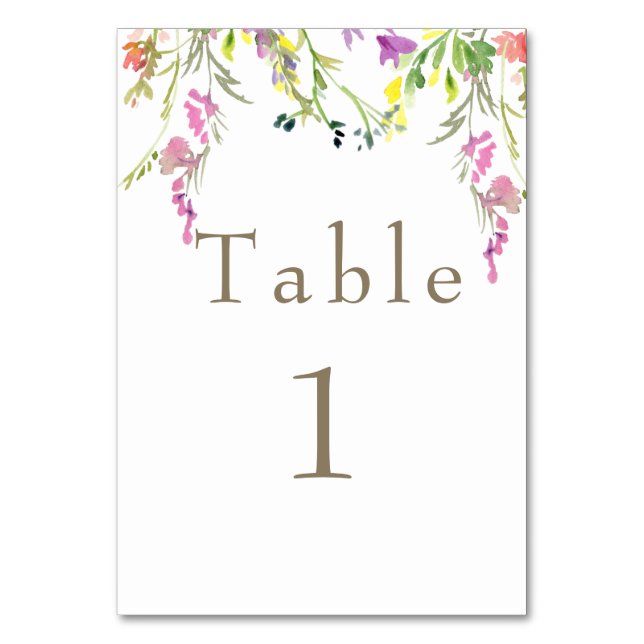 Table Fleur sauvage coloré Gold Numéro de tableau (Par défaut)