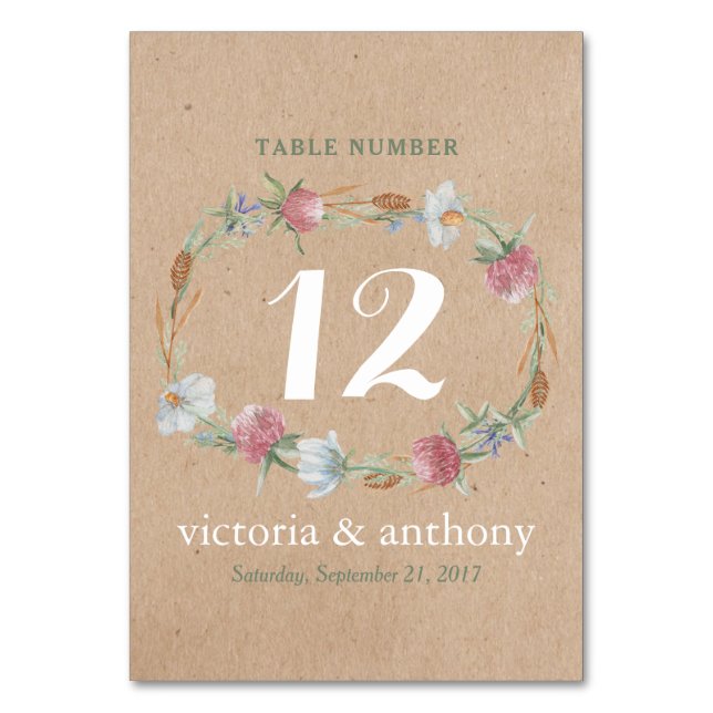 Table  fleur sauvage Sur Kraft Numéro de Mariage campagn (Par défaut)