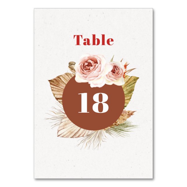 Table Fleurs du désert boho fleuri mariage numéro de tab (Par défaut)