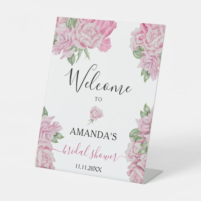 Table Fleurs roses - signe de bienvenue de la douche nup (Recto)