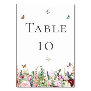 Table Fleurs violettes roses avec papillons Numéro de ta