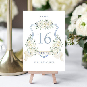 Table Floral Elegant Dusty Blue White Crest Numéro de ta