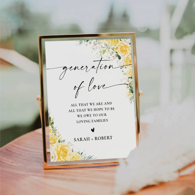 Table Génération Florale Jaune Élégante de Signe d'Amour (Créateur téléchargé)