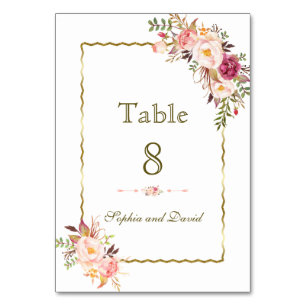 Table Glamour Or Blush rose Floral Numéro de tableau
