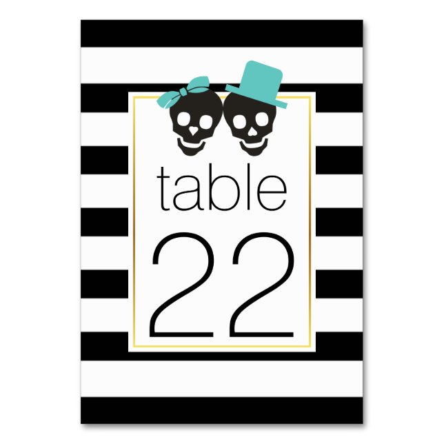 Table Halloween crâne couple aqua mariage numéro de tabl (Par défaut)