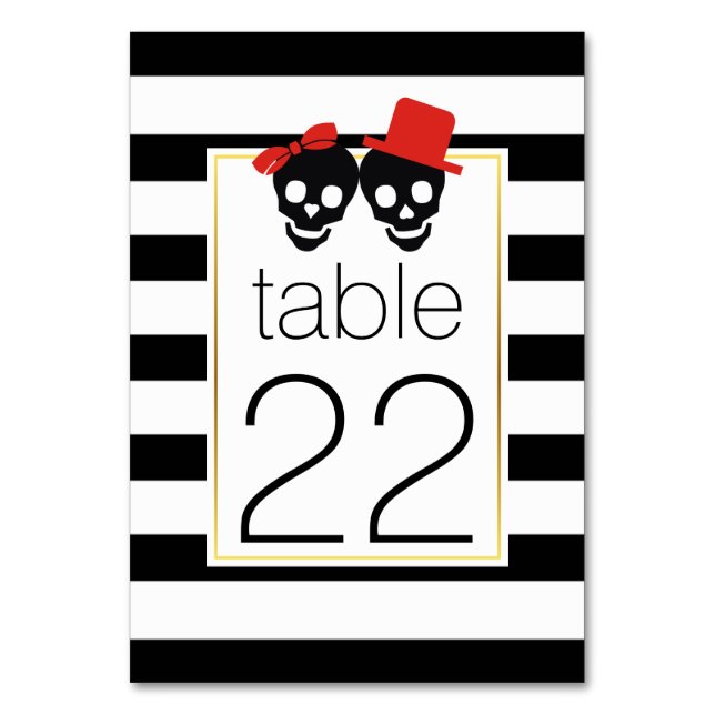 Table Halloween crânes rayures rouge mariage numéro de t (Par défaut)