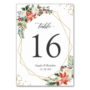 Table Iivoire Rouge Poinsettia Floral Mariage Numéro de