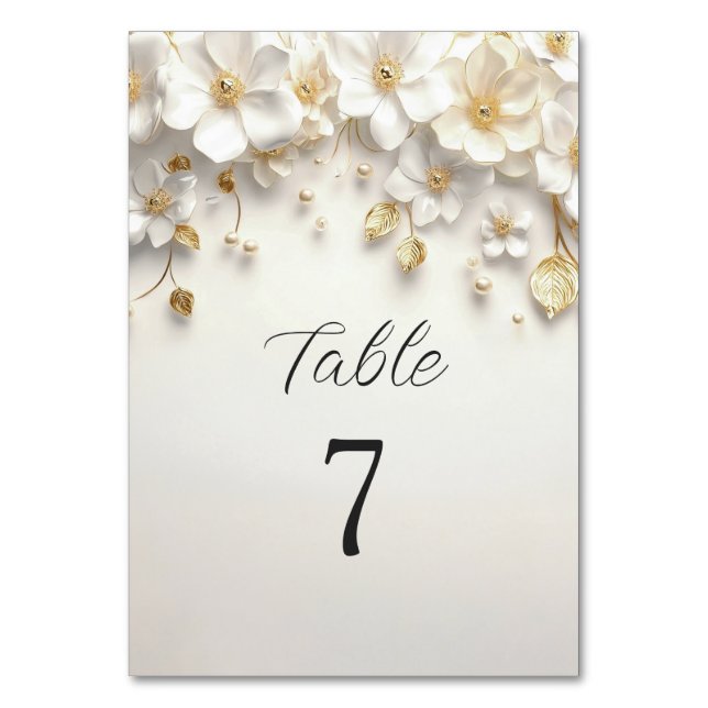 Table Ivory White Floral Gold Feuilles Numéro de tableau (Par défaut)
