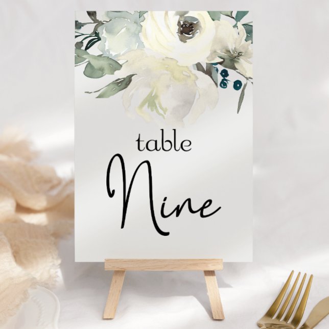 Table Ivory White Roses Floral Mariage Numéro de tableau (Créateur téléchargé)
