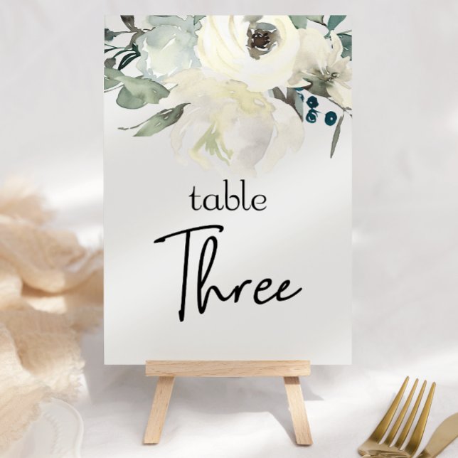 Table Ivory White Roses Floral Mariage Numéro de tableau (Créateur téléchargé)