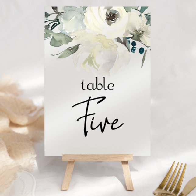 Table Ivory White Roses Floral Mariage Numéro de tableau (Créateur téléchargé)