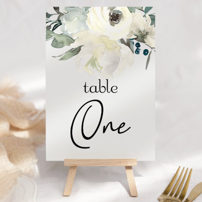 Table Ivory White Roses Floral Mariage Numéro de tableau (Créateur téléchargé)