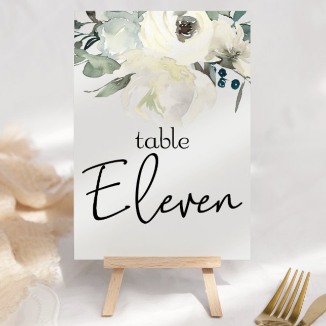 Table Ivory White Roses Floral Mariage Numéro de tableau (Créateur téléchargé)