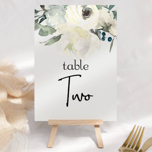 Table Ivory White Roses Floral Mariage Numéro de tableau (Créateur téléchargé)