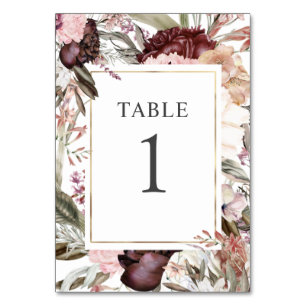 Table Jardin enchanté Élégant Boho Floral Numéro de tabl