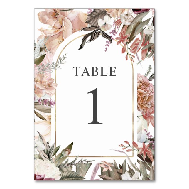 Table Jardin enchanté Élégant Boho Floral Numéro de tabl (Par défaut)