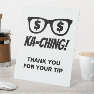 Table Ka-ching signe dollar dans les yeux enseigne de po