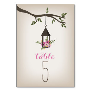 Table Lanterne rose et arbre Mariage Numéro de tableau