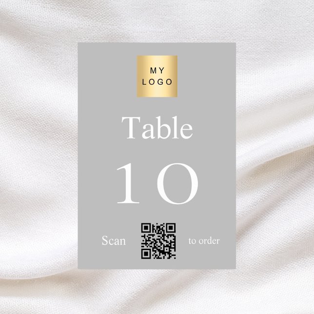 Table logo d'entreprise blanc argenté QR code numéro de  (Créateur téléchargé)
