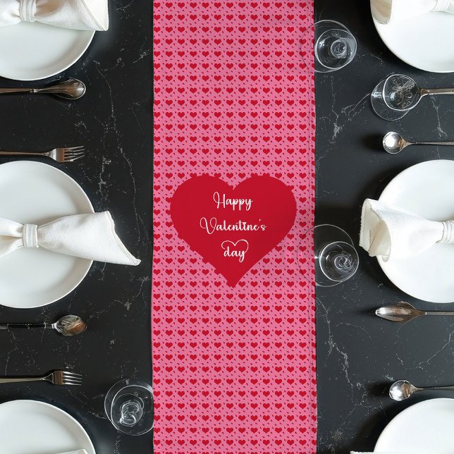 Table Long Joyeuse Saint-Valentin Cœurs Romantique Chemin de  (Happy Valentine’s Day Hearts Romantic Table Runner)