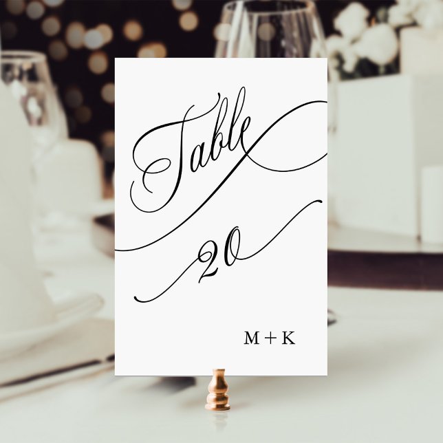 Table Luxueux numéro de mariage 20 en noir et blanc, (Créateur téléchargé)