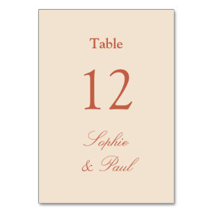 Table Mariage beige paille en terre cuite Numéro de tabl
