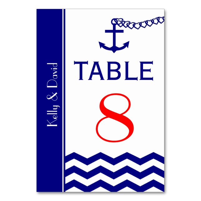 Table Mariage bleu marine Nautique Numéro de tableau Car (Par défaut)