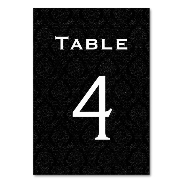 Table Mariage damassé noire Numéro de tableau 4 (Dos)