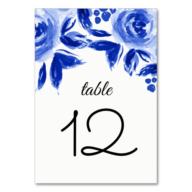 Table Mariage d'aquarelle bleu floral Numéro de tableau  (Par défaut)