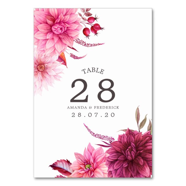 Table Mariage de automne bourguignonne et rousse Numéro  (Par défaut)