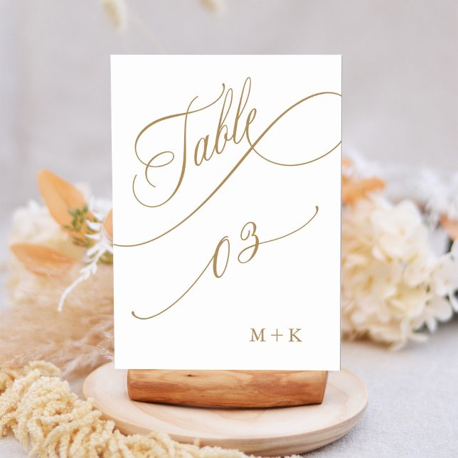 Table Mariage de calligraphie de luxe Or numéro 3, (Créateur téléchargé)