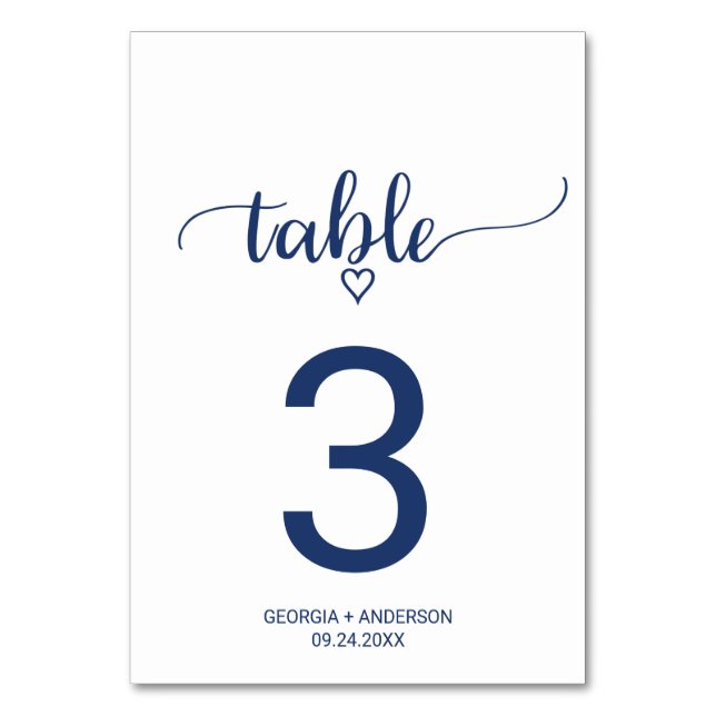 Table Mariage de calligraphie simple bleu marine Numéro  (Par défaut)