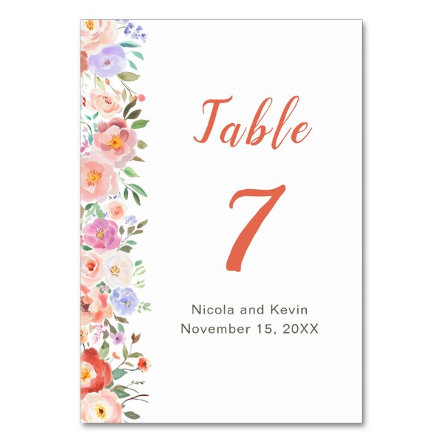Table Mariage de fleurs printanières Numéro de tableau (Par défaut)