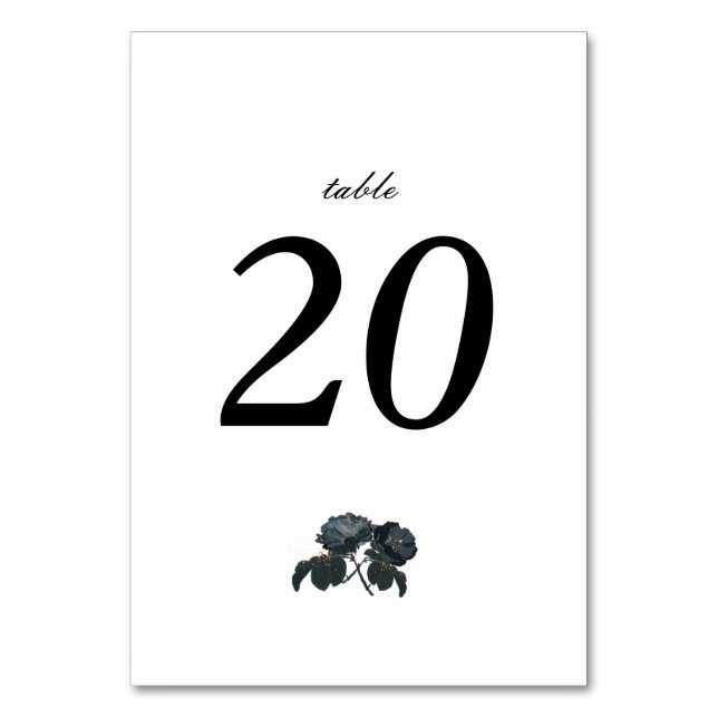 Table Mariage de roses noires et blanches Numéro de tabl (Par défaut)