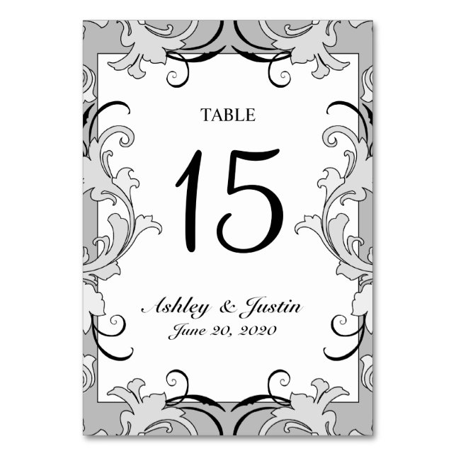 Table Mariage de tableau Gris noir blanc permules Numéro (Par défaut)