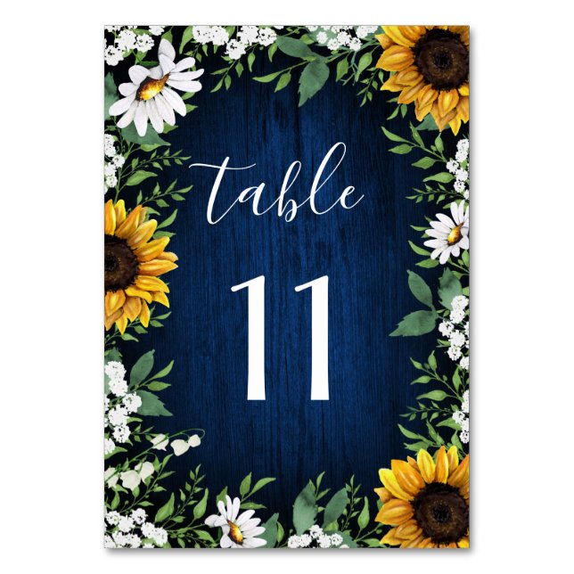 Table Mariage de tournesol bleu de la Marine Numéro de t (Par défaut)