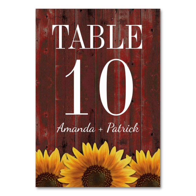 Table Mariage de tournesol en bois rustique Numéro de ta (Dos)