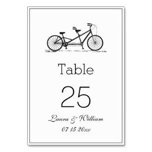 Table Mariage de vélo en tandem noir Numéro de tableau C