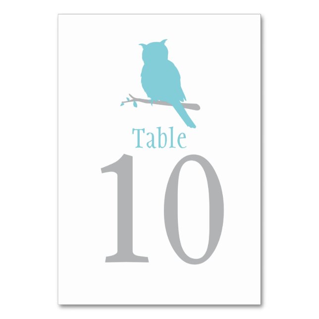 Table Mariage d'oiseau de chouette bleue ou numéro de ta (Dos)