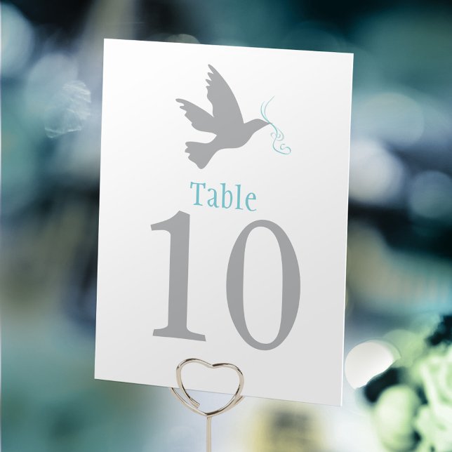 Table Mariage d'oiseau de colombe gris ou numéro de tabl (Créateur téléchargé)
