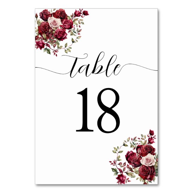 Table Mariage floral de Bourgogne Numéro de tableau (Par défaut)