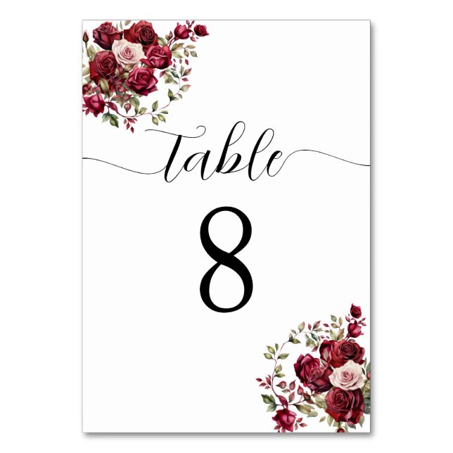 Table Mariage floral de Bourgogne Numéro de tableau (Par défaut)